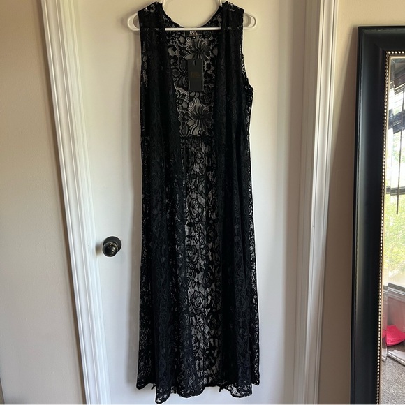 Lucky & Blessed NWT Black Lace Maxi Duster, Size Medium - Picture 1 of 5